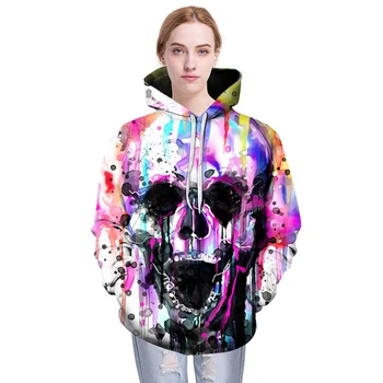 Colorate Craniu Imprimate Hanorace Barbati Femei Jachete 3D Noutate Streetwear Pulover de Toamna Iarna Rock Hip Hop de Moda Sacou