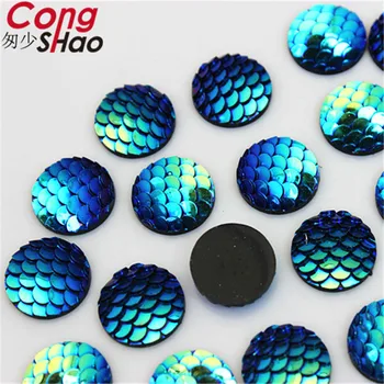 Cong Shao 200Pcs 12mm AB Rotunde Colorate flatback solzi de Pește cristale și pietre de Rășină Stras trim costum Butonul CS623