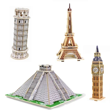 Construirea modelelor de Jucărie Celebru model de constructii Blocuri Big Ben, Turnul Eiffel, piramidele jucarii din Lemn pentru Copii DIY Jucarii Educative
