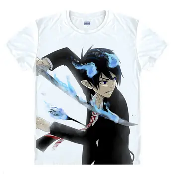 Coolprint manga Japoneză Albastru Exorcistul T-Shirt anime cămașă de Rin Okumura și Satana, Haine de Imprimare Tricou Manga