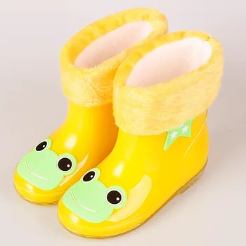 Copii baieti rainboots Jeleu pantofi de culoare copii, desene animate fete de cizme copii, plus detașabil bumbac cald iarna pantofi impermeabil