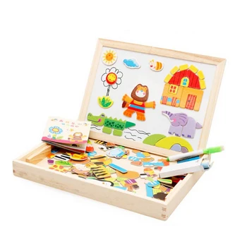 Copii, jucarii Magnetice puzzle-uri pentru copii fete băieți de învățare educație Jucarii din lemn 3d Puzzle animale jocuri desen bord