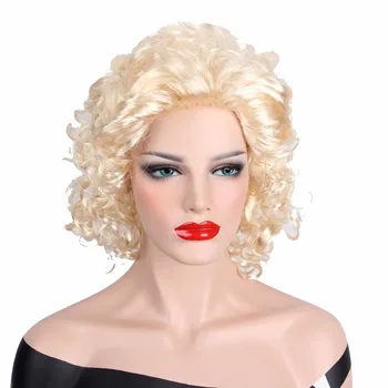 Cosplay Peruci pentru Femei Peruca Blonda Parul Anxin Cret Scurt Lumină de Aur Marilyn Monroe Sintetice Fire de par Pentru Femei