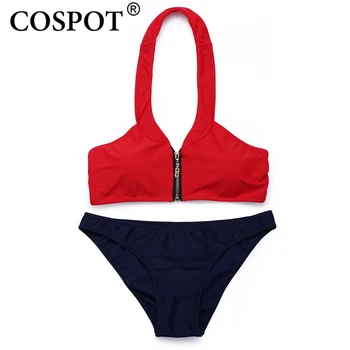 COSPOT Bikini Femei 2018 Fermoar fara Bretele, costume de Baie Femei Costume de baie cu Talie Joasa Bikini Costum de baie Pentru Femei Maillot De Bain Femme