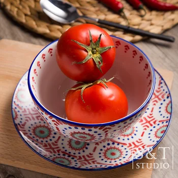 Creative Home Bucătărie Stil American Hnadpainted boluri din ceramica de portelan tacamuri sub-geamuri supa de salata de fructe boluri