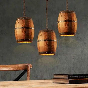 Creative lemn butoi lampă de pandantiv vintage sala de mese bucatarie restaurant pub bar club cafenea lămpi candelabru crama lumina