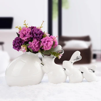 Creatoare de Moda Living Decor din Ceramică Artizanat 3-iepuri Figurine & Miniaturi Acasă Articole de Amenajări interioare, Cadouri de Nunta