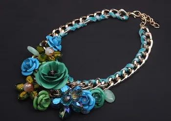 Culoare floare Nouă Declarație de Moda Colier de Cristal Coliere de Epocă Cravată Colier clavicula exagerat de sex feminin accesorii