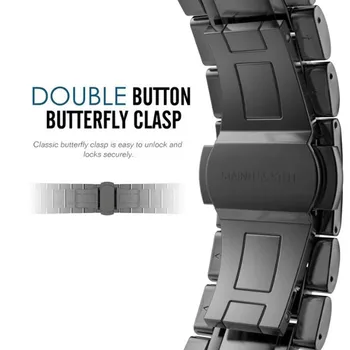 Curea pentru Apple Watch Band 42mm 38mm 5 Puncte Buton Dublu Catarama Fluture Brățară din Oțel Inoxidabil pentru iWatch Seria 1 2 3