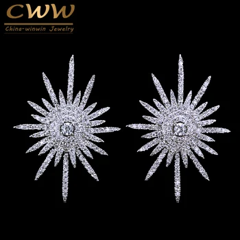 CWWZircons Stele Spumante Formă de Înaltă Calitate Cubic Zirconia Real Argint 925 Cercei de Vara 2017 Moda Bijuterii CZ338