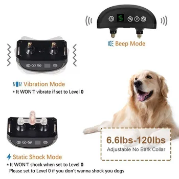 Câinele Anti Coaja Guler rezistent la apa baterie Reîncărcabilă Șoc de Sunet Vibrații de Formare de Câine Guler 165A-BK