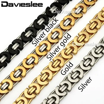 Davieslee Colier pentru Bărbați din Oțel Inoxidabil Lanț de Aur, Argint Negru Bizantin Lanț de Bijuterii Trendy DLKNM27