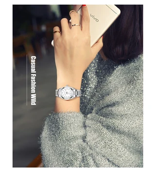De argint din oțel inoxidabil curea Ceas Femei Cuarț Ceasuri Doamnelor Top Brand de Lux Femeie Ceas de mână Fată Ceas Relogio Feminino