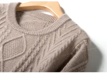 De capră de cașmir tricot pentru femei de moda de bază pulover pulover mijlocul rochie lunga bej cu maro S/M/L