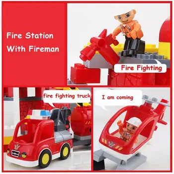 De mari Dimensiuni 90PCS Stația de Pompieri Pompieri Model Blocuri Caramizi Pompier Figura Copii Jucarii Educative Compatibil Duplo
