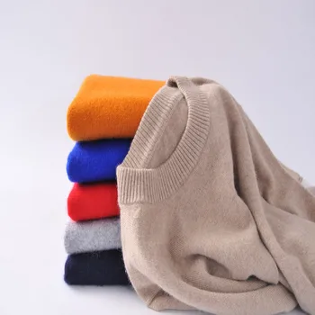 De mari dimensiuni de de capră de cașmir pentru bărbați boutique business casual pulover pulover culoare solidă O/V-neck S/105-3XL/130