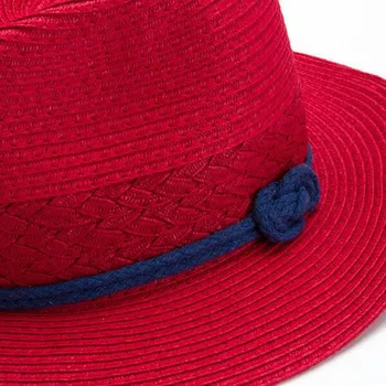 De Vânzare la cald 2016 Răsucite de Cânepă funie de Paie Pălărie de Moda Largă de Mare Refuz de Culoare Solidă Pălării de Vară Pentru Femei Panama Beach Floppy Hat