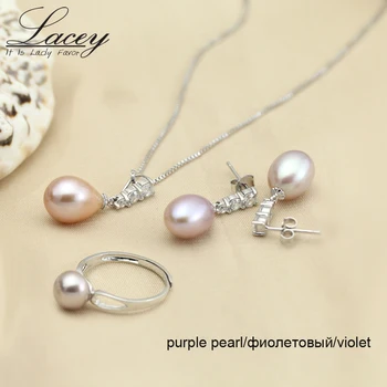 De Vânzare la cald Argint 925 Set de Bijuterii pentru Femei Reale Natural Pearl Bijuterii de Nunta Set de Promovare Bijuterii Perla inel