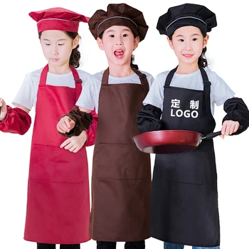 De înaltă Calitate, Copil șorț copii pălărie mâneci pictura îmbrăcăminte copil de gradinita pentru copii personaliza imprimare logo-7 culori de la 3 la 12 ani