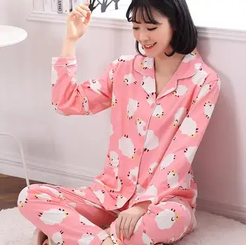 De înaltă calitate din bumbac, pijamale pentru femei de iarnă pijama de desene animate drăguț pijama maneca lunga stabilit de mari dimensiuni femei pijamale pijamale costum