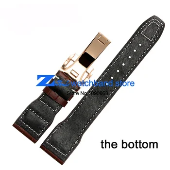 De înaltă calitate din piele watchband 22mm Maro Negru trupa Încheietura ceas curea ceasuri de mana cusute curea incuietoare Pliere bărbați