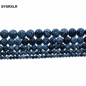 De înaltă Calitate Margele Obsidian Fulg de nea Rotund Selectabile Dimensiune 4 6 8 10 12 MM, Margele din Piatra Naturala Pentru a Face Bijuterii Diy Brățară