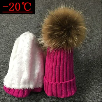 De înaltă calitate nurca blană pălării Pom poms pălărie de iarnă pentru femei căciuli tricotate de brand nou gros capota femme