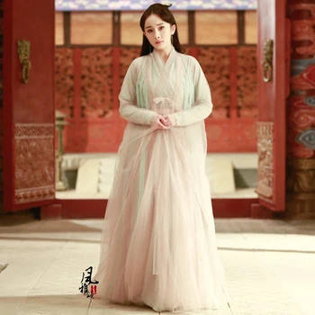 De Înaltă Calitate Sifon Costum De Zână Femei Hanfu Haine Chineză Tang Dynasty Royal Princess Femeie Seducătoare De Performanță Costum