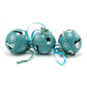 Decor de crăciun 6 buc albastru metal strălucitor Jingle Bells 50mm pentru casă de Vacanță,cadou de Crăciun, decorațiuni pentru bradul de Crăciun