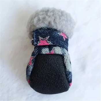 Denim Model Stea Câine De Companie Pantofi Cald Iarna Anti-Alunecare, Câine, Zăpadă Cizme Rezistente La Alunecare Catelus Pantofi Pentru Chihuahua Teddy Câini De Talie Mică
