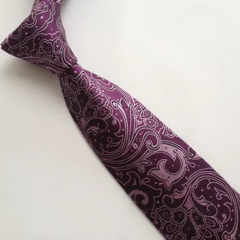 Designer de Top 8cm Bărbați Formale Set Cravata cu Batista Mov Elegant Paisley Legături cu Pătrat de Buzunar