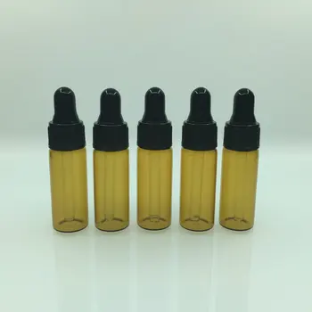 DHL Gratuit 500pcs/lot 5ml Pahar Ulei Esențial Negru Dop Sticle Returnabile Flacoane din Sticlă brună Dropper Flacoane de Parfum