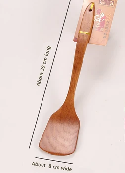 Din lemn se amestecă fry pan mâner lung lopată specială titan spatula de lemn ustensile de bucătărie