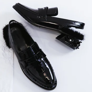 DISTRACȚIE VILLE 2018 Primăvară Noua Moda Femei sandale Stil Britanic Pantofi Oxford din Piele cu toc mic sexy si damele de Apartamente pantofi