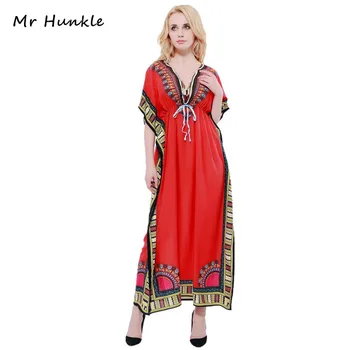 Dl Hunkle 2017 Nou Design de Moda Tradiționale Africane Îmbrăcăminte de Imprimare Dashiki Gât Frumos Brodate Africane Rochii pentru Femei
