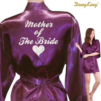 DongKing MAMA MIRESEI Robe Mama Miresei Inima de Aur Sclipici Print Faux Kimono de Mătase Nunta de Mireasa din Satin de Partid