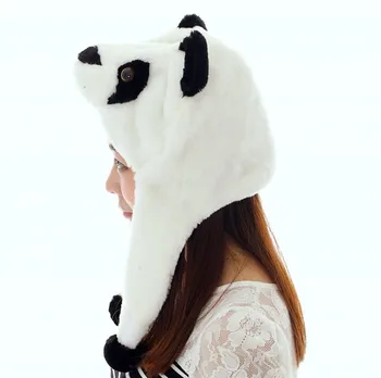 DOUBCHOW de Pluș Drăguț Pufos Earflap Alb Panda Animal Palarii Adulti Femei Adolescenți Copii Băieți Fete Iarna Căciulă Cadou de Crăciun