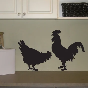 Două Drăguț Cocoș Sihouettes Vinil Autocolante De Perete Bucătărie Acasă Artă Rece Artă Decorativă De Perete Decalcomanii De Pictură Murală Serie De Animale Decal
