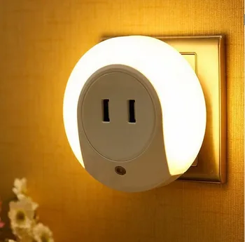 Dublu de Alimentare USB LED Lumina de Noapte Lampă de Perete Iluminat Dormitor Cu Comutator Soclu Casa Interior Senzor de Lumina pentru Decor Acasă Lampa