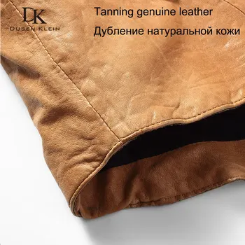 Dusen Klein 2017 Luxury mens haine de piele Genunie piele de oaie designe Slim Negru/ Portocaliu Jachete DK102