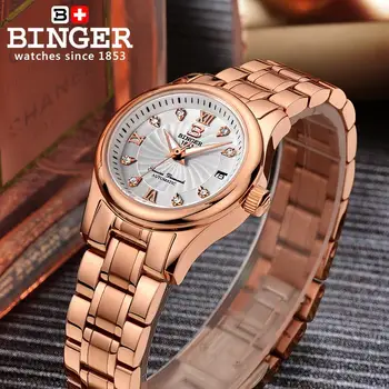 Elveția BINGER ceasuri Femei luxury18K aur Ceasuri de mana Mecanice completă din oțel inoxidabil rezistent la apa ceasul B-603L-9