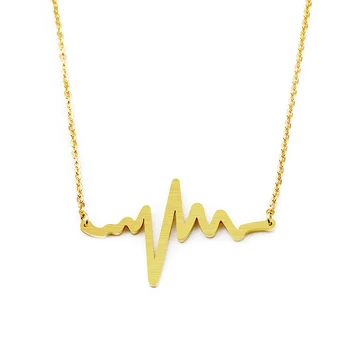 En-gros 10piece Collier Femme Electrocardiograma Colac de salvare Puls Bijuterii din Oțel Inoxidabil de Emoție Pandantive Coliere Femei BFF