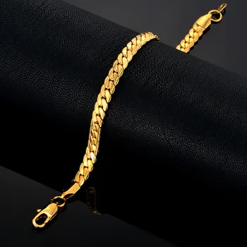 En-gros Braslet Legate Bijuterii Barbati Bratari de Aur de Culoare 7MM Latime Șarpe Lanț Link-ul de Bratari Pentru Femei Barbati Lanț de Aur