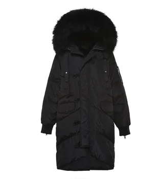 En-gros de iarnă din 2018 nou brand de moda cu guler de blană cu glugă călduroasă în jos jacheta femei haină lungă wj1454 transport gratuit