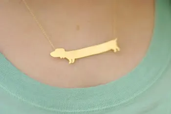 En-Gros La Modă Personalizate Teckel Pandantiv Colier De Aur De Argint De Culoare Doxie Câine Animal Colier Statement Cs Go Collares