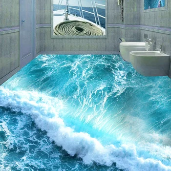 Etaj personalizat Murală Ocean Apa de mare, Baie Etaj Tapet Vinil Auto-adeziv Impermeabil Perete Decor Acasă Tapet Pentru Pereti 3D