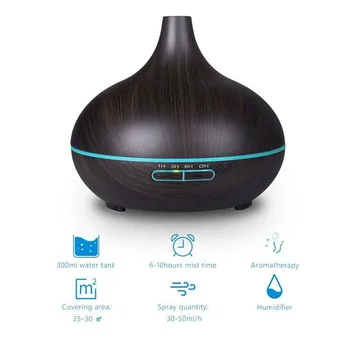 Eworld 300ml Umidificator de Aer, Ulei Esențial Difuzor de Aroma Lampa de Aromoterapie Electric Aroma Difuzor Filtru de Ceață pentru Uz casnic