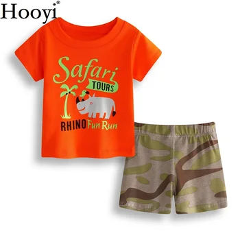 Excursii Safari Baby Boy Haine Rhino Nou-Născut Seturi De Îmbrăcăminte Pentru Copii Roșu T-Shirt, Pantaloni De Camuflaj Tinuta De Vara 0-2 Ani