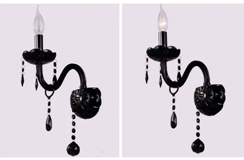 Fabrica direct vinde Negru de Cristal Lampă de Perete Lumanare Led E14 Becuri Negru, cu/fara Material Abajur 1/2 cap