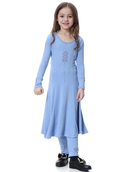 Fată musulmană Maxi Dress Pant Seturi de Haine pentru Copii Rochii Fete Haine Lungi Costume Jubah Ramadan Orientul Mijlociu Arab Caftan Islamic